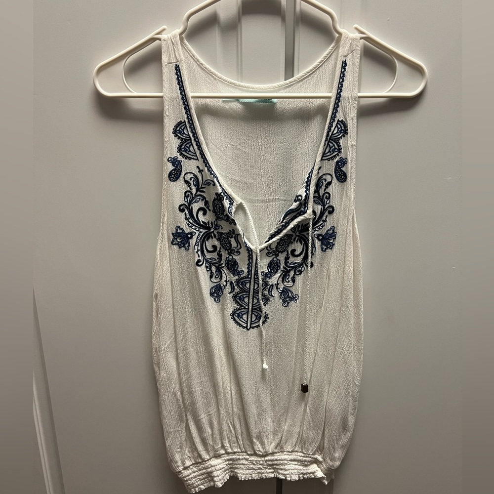 Maurice’s Embroidered Design Tie Top Tank